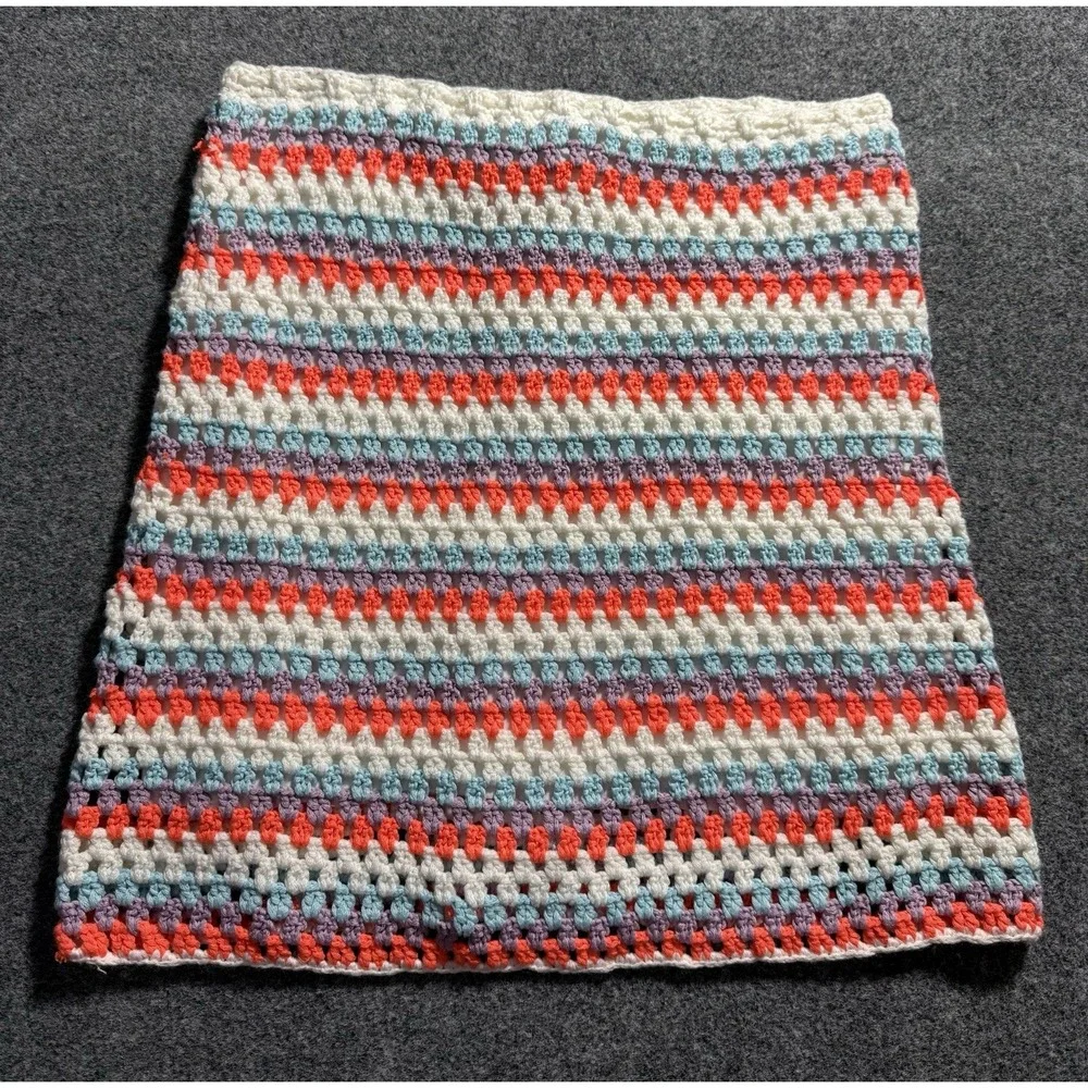 Anthropologie Self Contrast Corina Crochet Mini Skirt Size Medium Neon Coral NWT